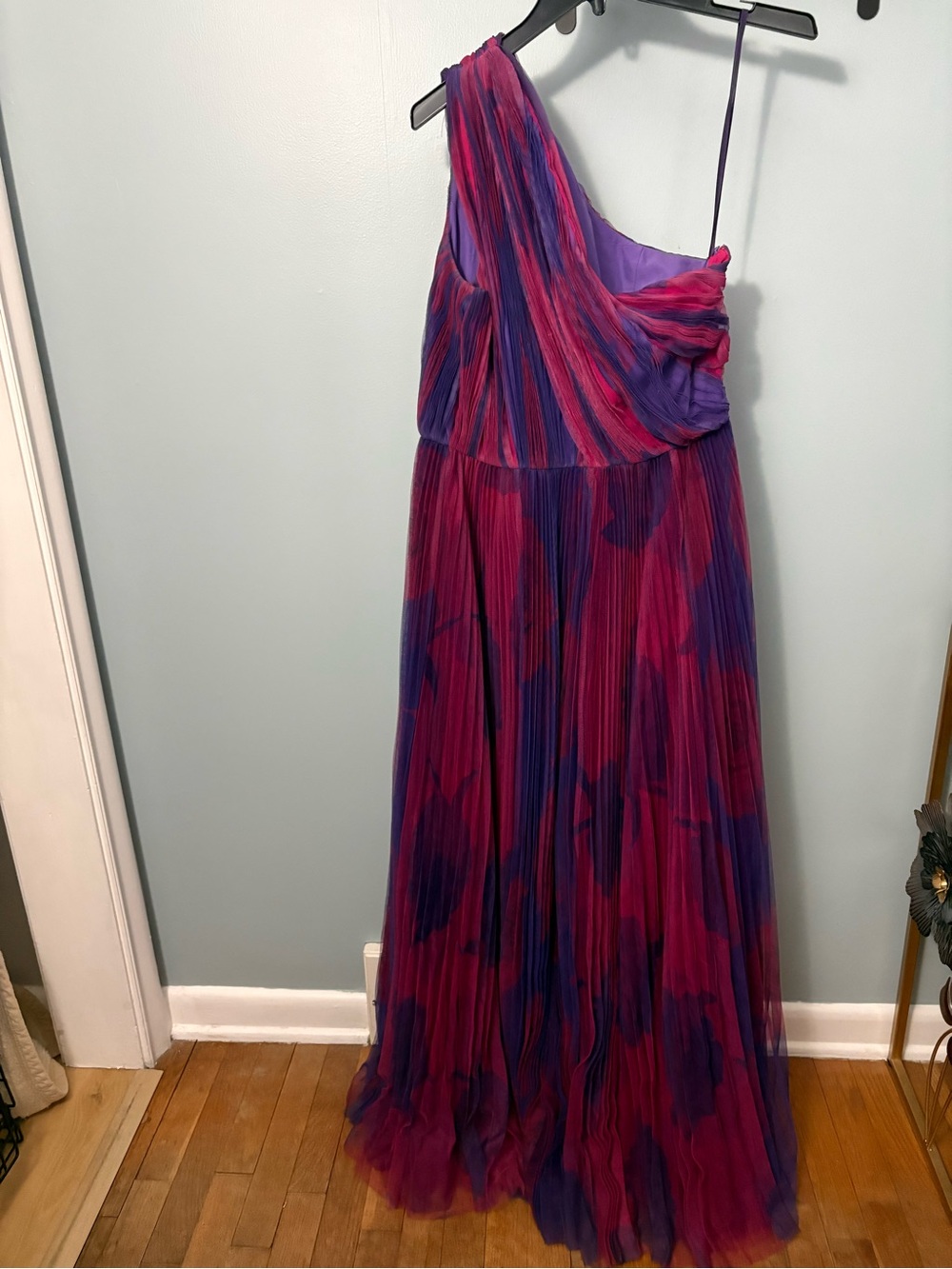 Hutch One-Shoulder Pleated Maxi Dress in Purple and Pink - Picture 4 of 5